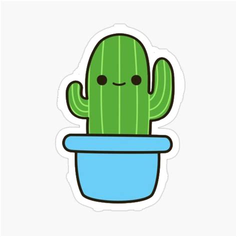 Cute Kawaii Cactus Glossy Sticker By Digital Market Cactus Stickers