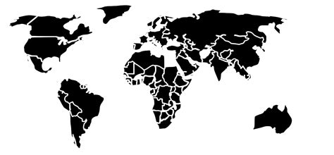 Black White Outline World Map No Background1 Clip Art At