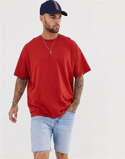 Asos Design Oversized Fit T Shirt With Crew Neck In Red Red