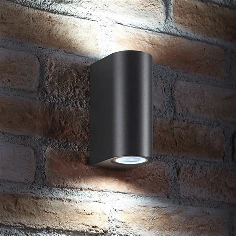 Auraglow Ip44 Outdoor Double Up And Down Wall Light Grey Cool White
