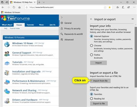 Microsoft Edge Favorites Import Or Export As Html In Windows 10 Gambaran