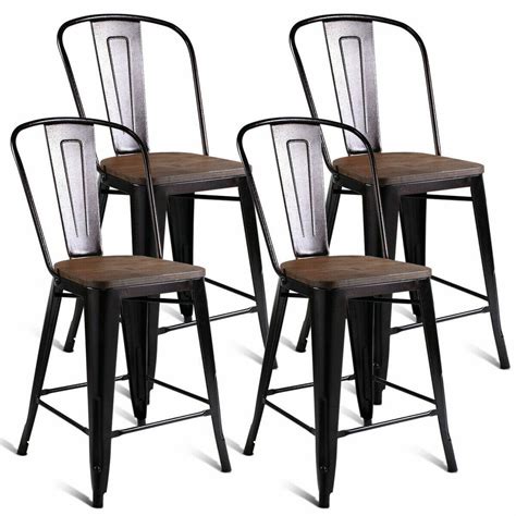 What size bar stools do i need there are three main heights for bar stools: Copper Set of 4 Metal Wood Counter Stool Kitchen Dining ...