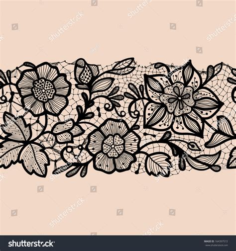 Abstract Lace Ribbon Seamless Pattern With Elements Flowers Template