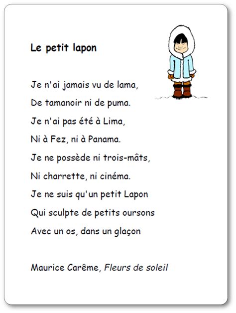 Poésie Le Petit Lapon De Maurice Carême Le Petit Lapon Poésie Illustrée