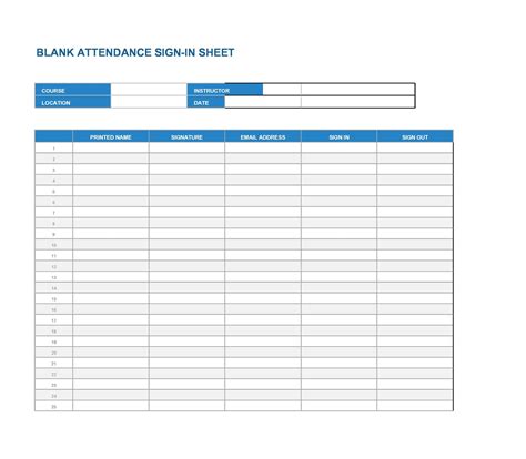 Sign Off Sheet Template Excel