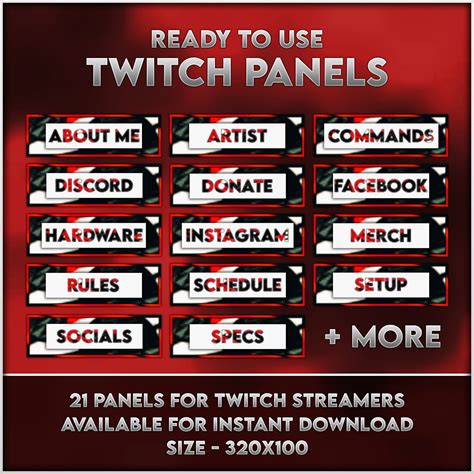 21 Red Twitch Panels For Streamers Etsy