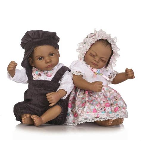 26cm Small Black Skin Reborn Dolls Twins 10 Full Body Ethnic Baby