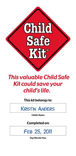 No Cost Child Safe Kit Preview Content Of Kids Safety Id Kids Safe