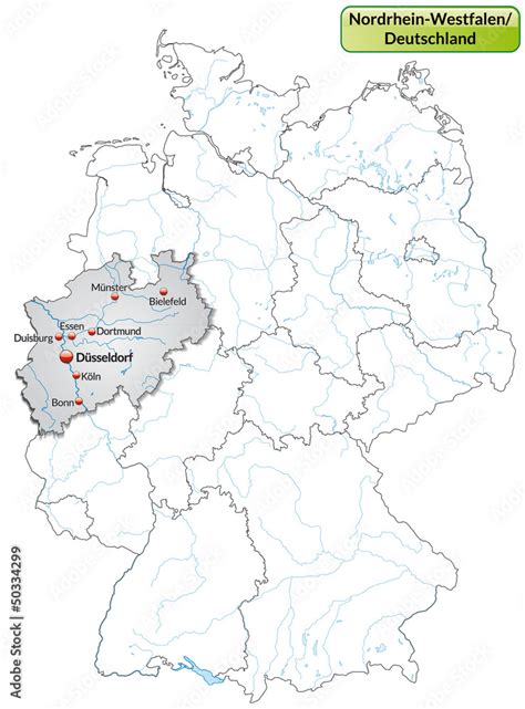 Landkarte Von Deutschland Und Nordrhein Westfalen Stock Vector Adobe