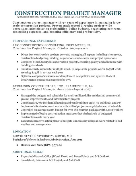 Project Manager Resume Examples And Writing Guide