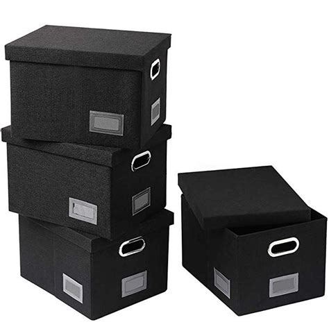 Superjare Collapsible File Box Pack Of 4 Storage Office Box Organizer