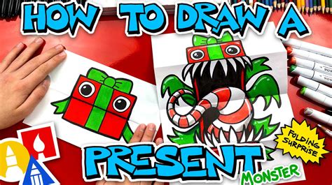 How To Draw Present Monster Folding Surprise Art For Kids Hub How To
