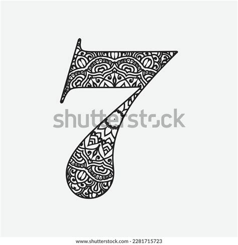 Zentangle Stylized Alphabetnumber 7 Doodle Style Stock Vector Royalty