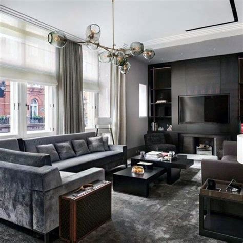Grey Tone Bachelor Pad Living Room Manly Design Ideas Living Room Decor