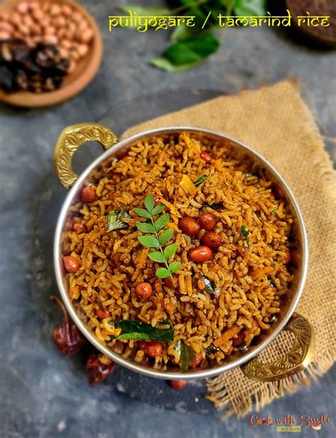 Puliyogare Recipe Karnataka Style Tamarind Rice Recipe Cook With Smile