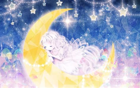 1080p Free Download Good Night Stars Moon Manga Yellow Sky
