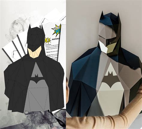 Batman Papercraft Diy Lowpoly 3d Decoration Comic Stencil Etsy