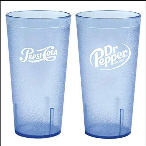 Pepsi Dr Pepper Cups Ice Blue Plastic Tumbler 24oz Set Of 6 Both