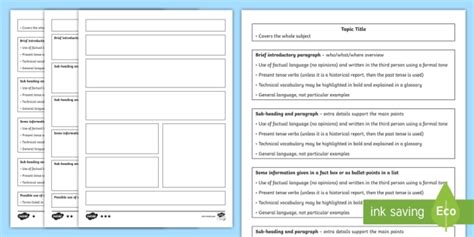 Non Chronological Report Writing Guides And Worksheets