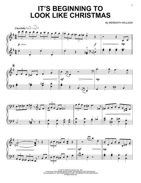 Its Beginning To Look Like Christmas Sheet Music By Meredith Willson
