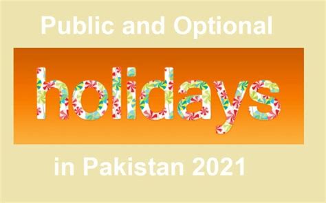 Public And Optional Holidays In Pakistan 2021 Price In Pakistan