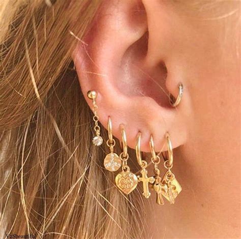 Earrings Set For Multiple Piercings Gold Multi Pack Stacking Etsy In