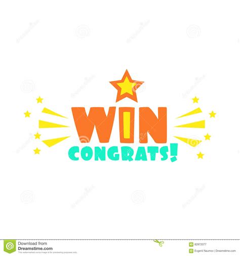 Win Congratulations Sticker With Star And Sparks Design Template For