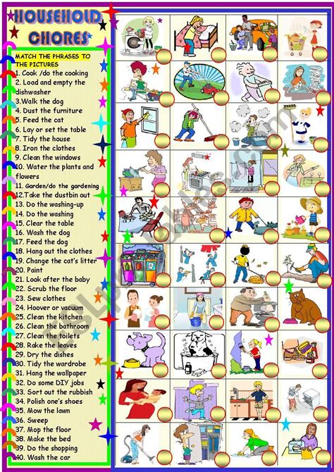 Household Chores New Matching Activity ESL Worksheet By Spied D Aignel