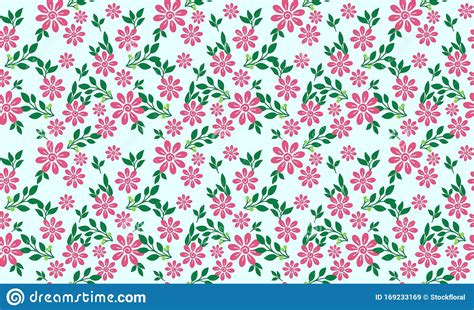 Unique Pink Flower Pattern Background For Valentine With Leaf And