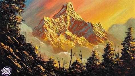 Sunrise Mountain Painting Beautiful Acrylic Sunrise Mountain And