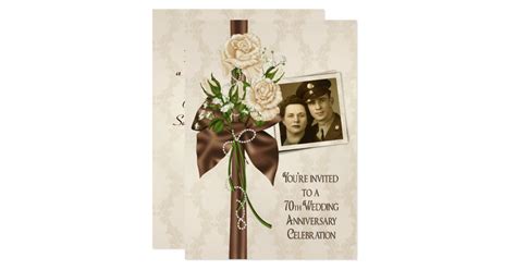 70th Wedding Anniversary Roses Card Zazzle