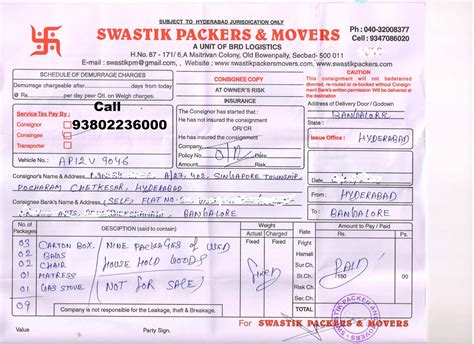 9380223600 100 Original Gst Packers Movers Bill For Claim Chennai Hyderabad Bangalore Pune