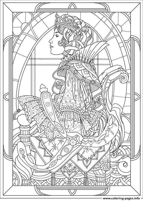 Adult Queen Art Nouveau Style Coloring Pages Printable