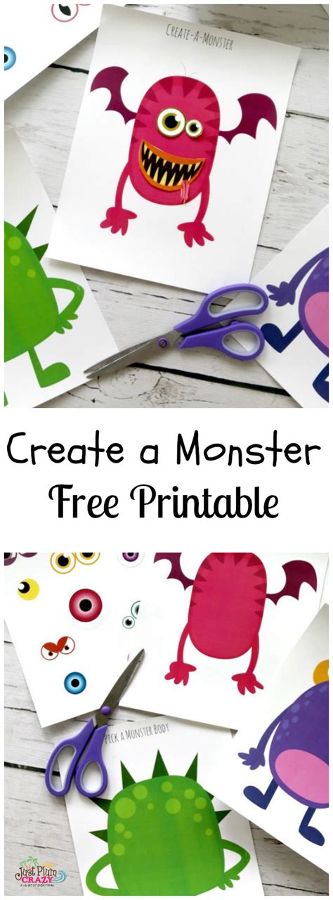 Create A Monster Free Printable Just Plum Crazy Monster Crafts