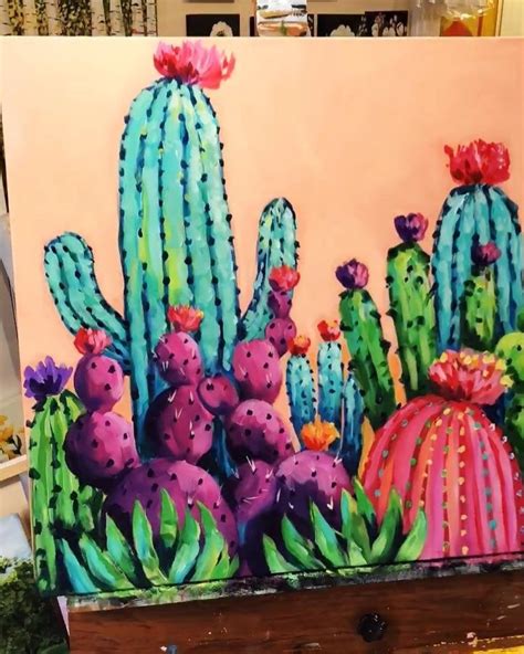 Easy Simple Cactus Painting For Beginners View Painting