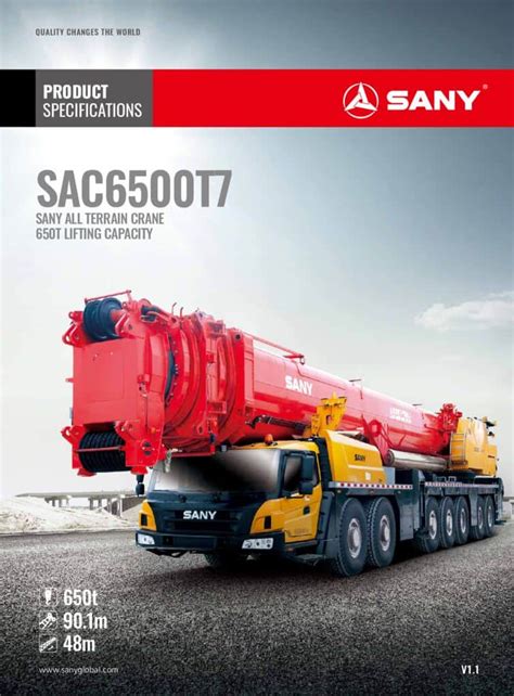 Sany SAC6500T7 Load Chart Specification Cranepedia