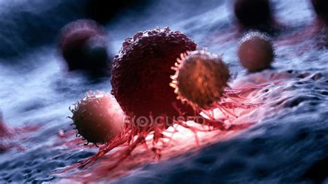 Digital Artwork Of White Blood Cells Attacking Red Illuminated Cancer