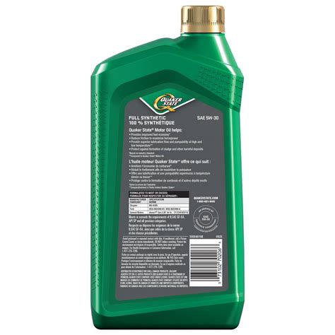 Quaker State Full Synthetic 5w30 Enginemotor Oil 946 Ml Canadian Tire