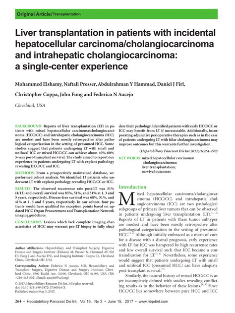 Pdf Liver Transplantation In Patients With Incidental Hepatocellular