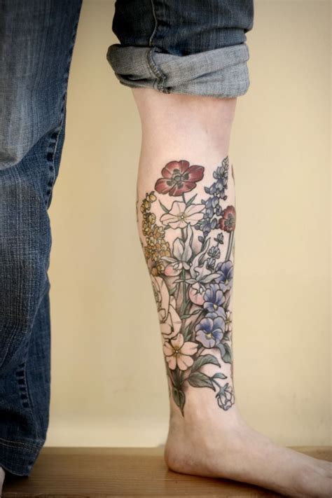 Where can i get a small flower tattoo? flower garden sleeve tattoo - Google Search | Shin tattoo ...