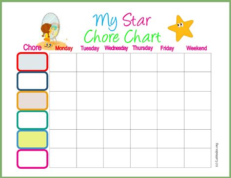 My Weekly Star Chore Chart Acn Latitudes