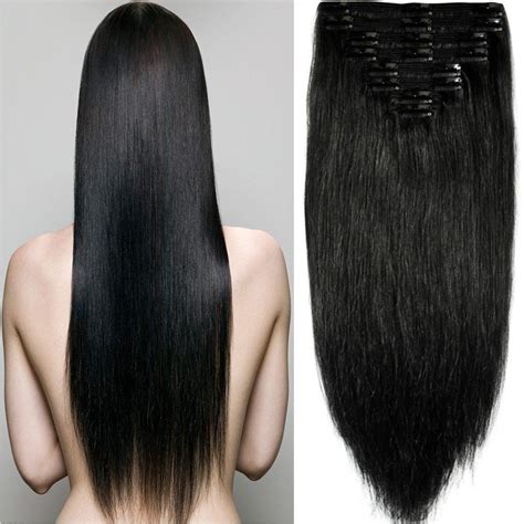 Luxy hair extensions are available in 2 black shades: 160g 22 Inch Double Weft Thick Silky Natural Black Clip in ...