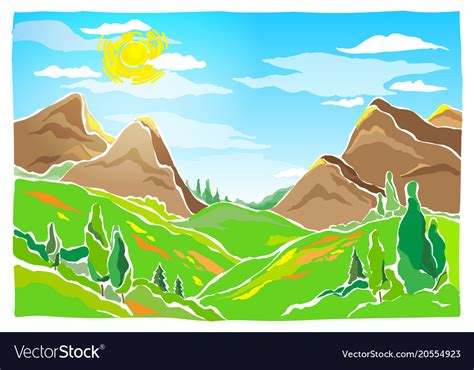 Mountains Hills And Trees Royalty Free Vector Image