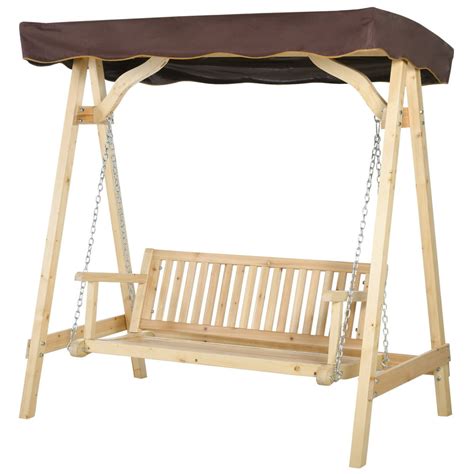 Outsunny 2 Person Outdoor Porch Swing With Wooden Stand Strong A Frame