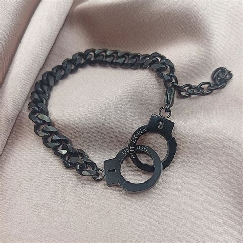 Stainless Steel Handcuff Bracelets For Couples Partners In Crime Bracelet Set Chain Link