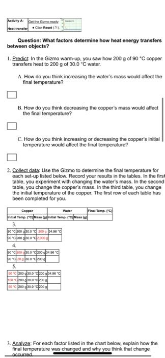Calorie, calorimeter, joule, specific heat capacity prior knowledge questions (do these before gizmo warmup a calorimeter is an insulated container filled with a liquid, usually water. Calorimetry Lab Gizmo Answers Activity C - Http Falconchem Weebly Com Uploads 2 9 6 1 29610587 ...