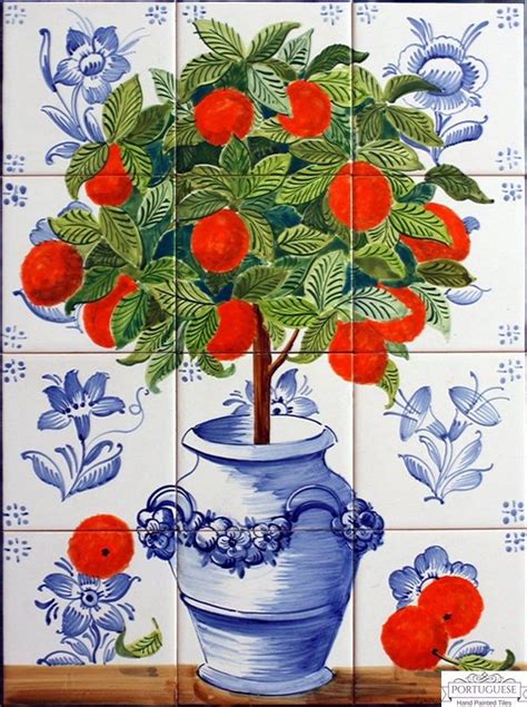 Decorative Ceramic Tiles For Kitchen Wall Fruit Tree Ref Etsy