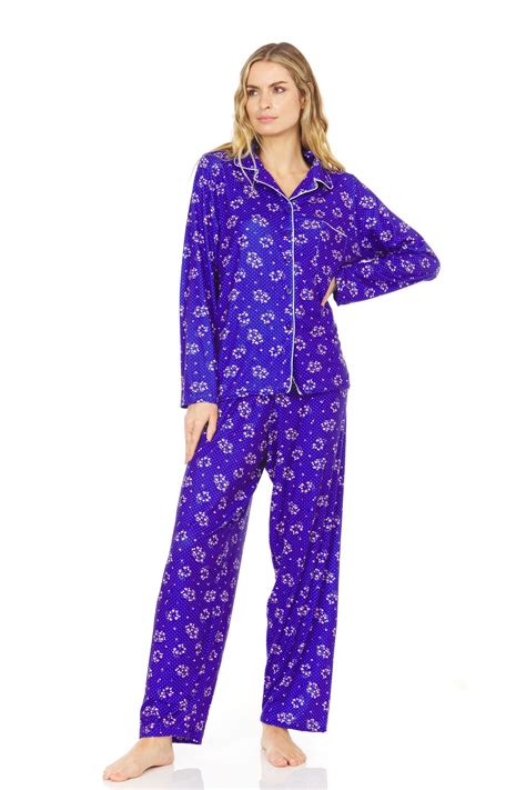 Ezi Womens Long Sleeve Floral Super Soft Stretch Fleece Pajamas