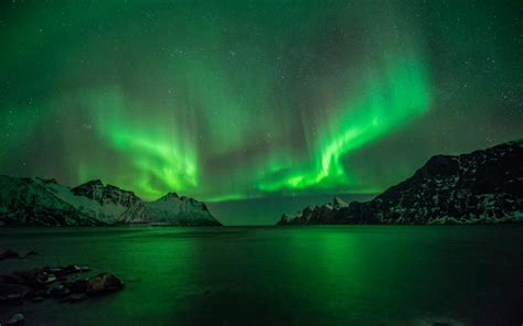 Aurora Borealis Northern Lights Lake Reflection Stars