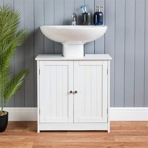 Christow White Under Sink Bathroom Cabinet Free Standing Wooden Sink